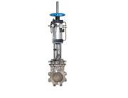 氣動(dòng)帶手動(dòng)刀形閘閥 氣動(dòng)帶手動(dòng)刀形閘閥