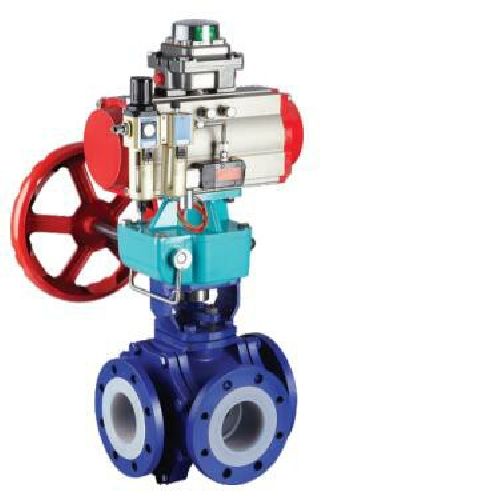 氣動襯氟三通球閥 氣動襯氟三通球閥